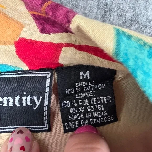 New Identity Blazer Jacket Primitive Abstract Animal Art India Cotton Boho sz M - Picture 4 of 6